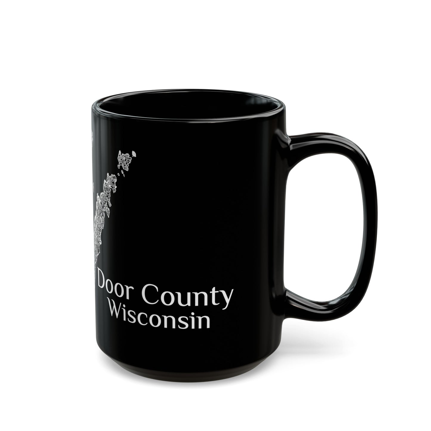 Door County, WI Black Mug 15 oz.