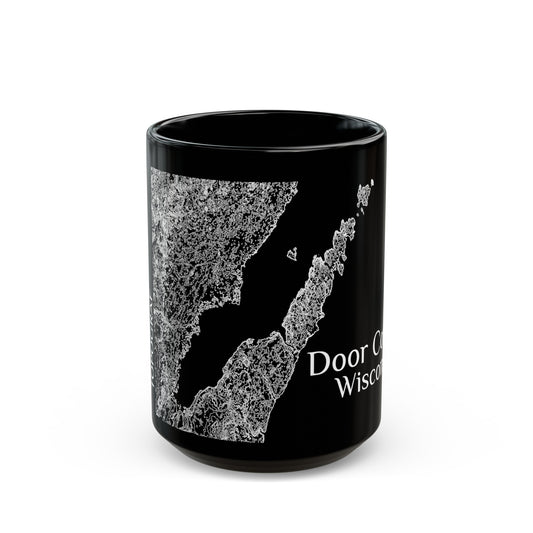 Door County, WI Black Mug 15 oz.