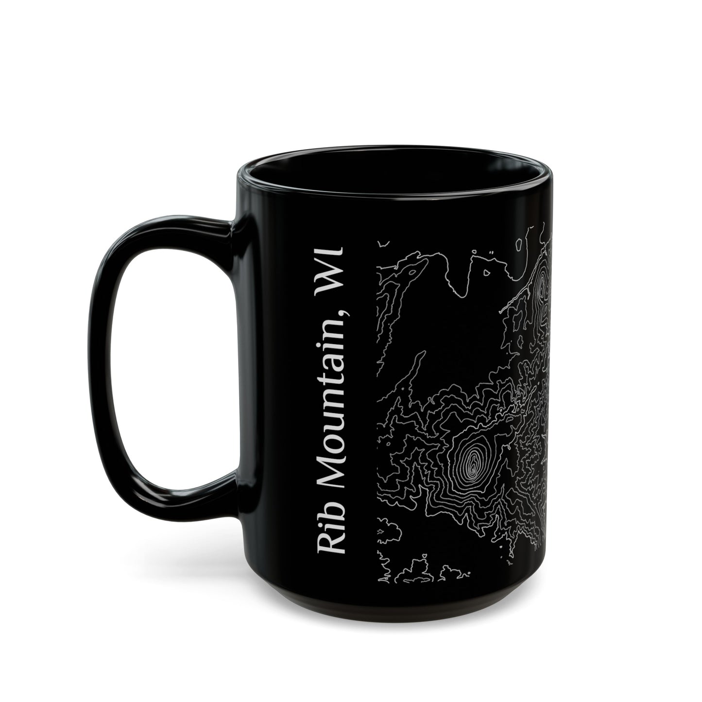 Rib Mountain, WI Black Mug 15 oz.